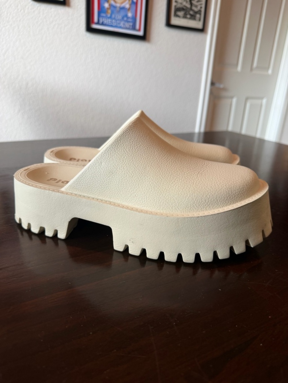 Cream Platform Mule Clog - Women Shoes